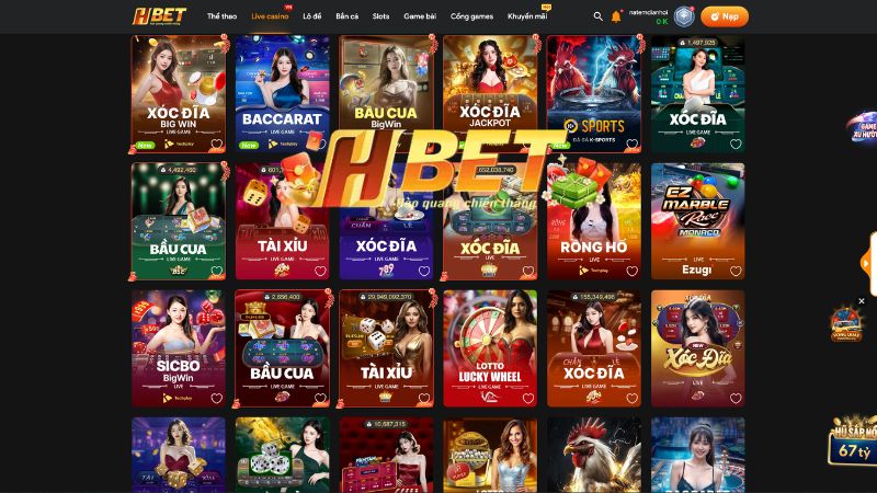 Các trò chơi cá cược tại Live Casino HBET