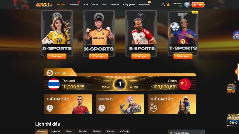Các trò chơi cá cược thể thao trực tuyến tại HBET