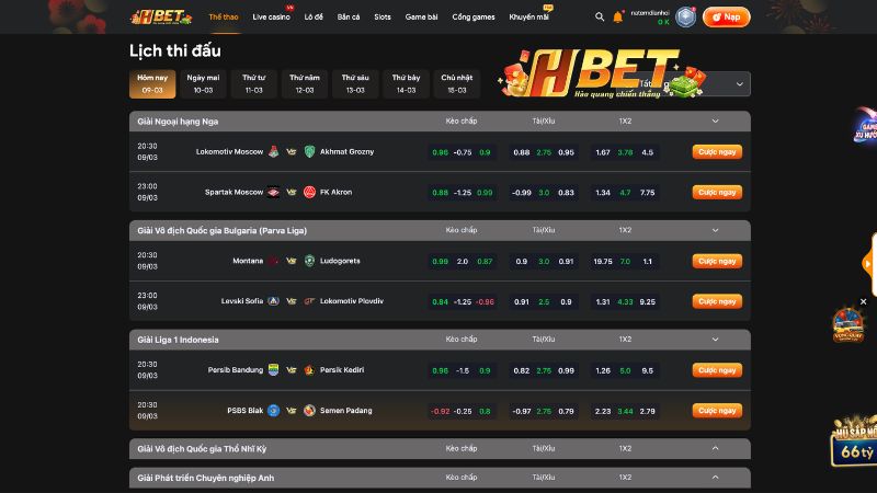 Ưu điểm nổi bật khi tham gia đặt cược thể thao tại HBET