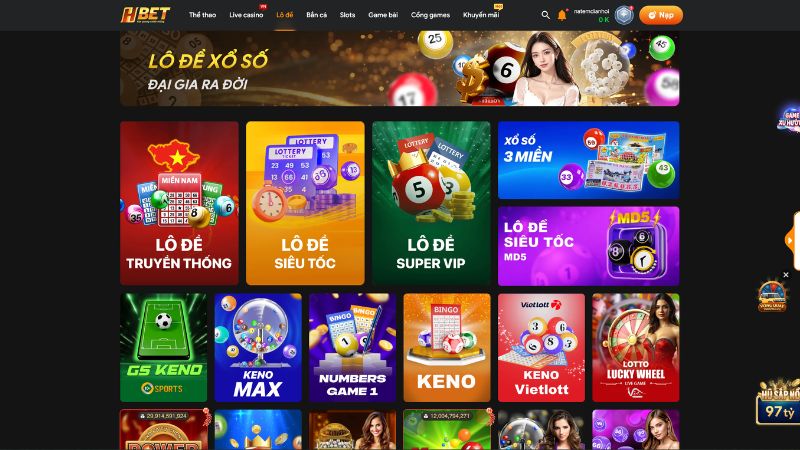 Các sảnh lô đề HBET được yêu thích