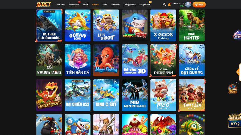 Top các trò chơi nổi bật tại sảnh Bắn cá HBET Top các trò chơi nổi bật tại sảnh Bắn cá HBET