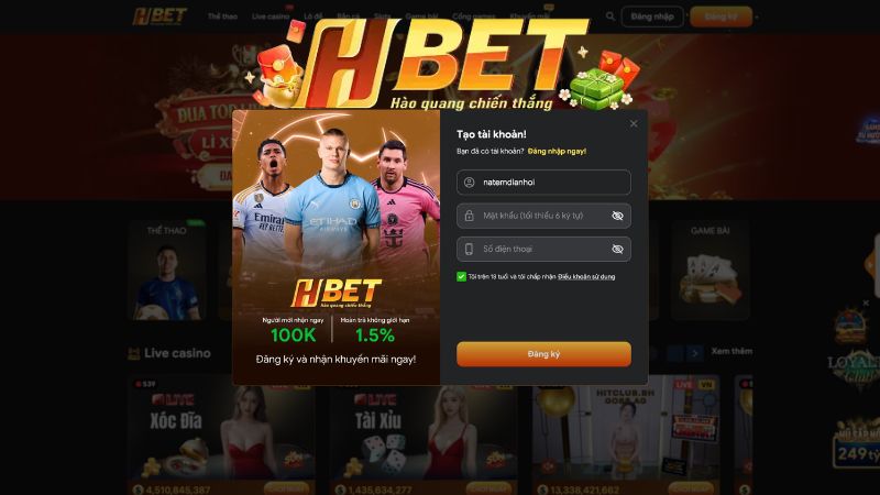 Cách đăng ký tài khoản Hbet được hướng dẫn chi tiết